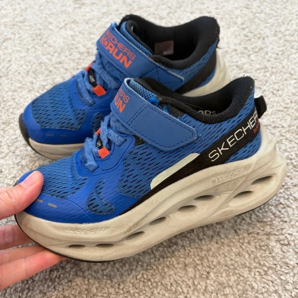 Skechers Go Run Sneakers Kids Boys 11 Blue Slip On Hands Free